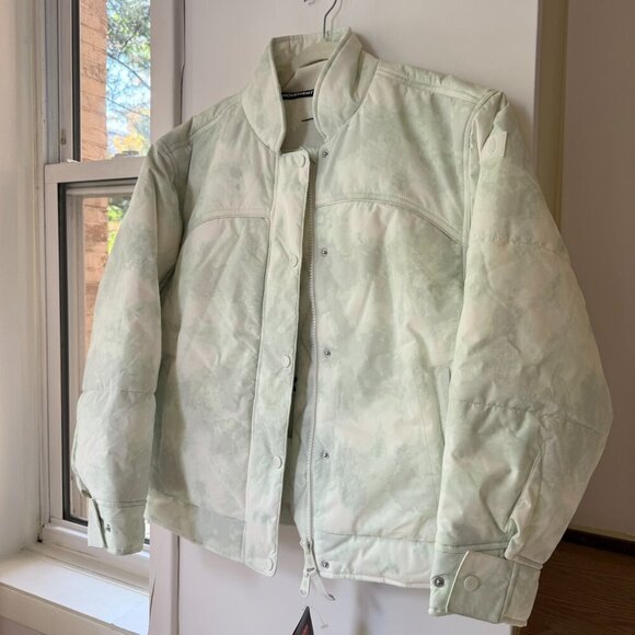 NWT Free People Bunny Slope Printed Puffer Jacket Ski Coat Green White Small - Picture 4 of 15